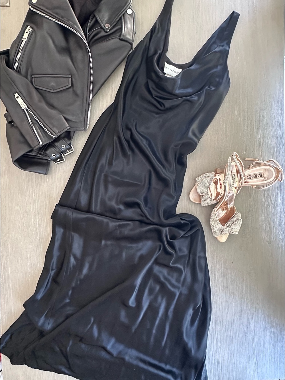 Vintage Jay Jacobs Long Black Satin Dress